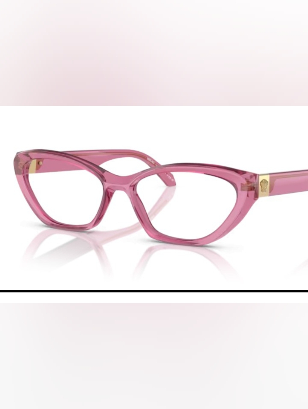 Authentic Versace Pink Transparent Eyeglass Frames With Gold Detail